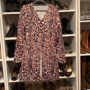 Animal print button down cardigan